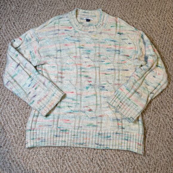 American Eagle Whoa So Soft Multicolor Cable Knit Fall Sweater Cozy Size Medium - Picture 1 of 8